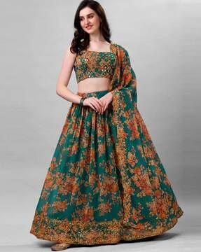 embroidered flared lehenga choli set