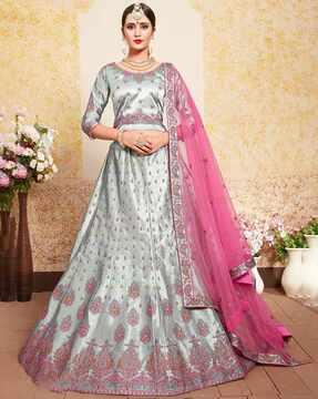 embroidered flared lehenga choli with dupatta