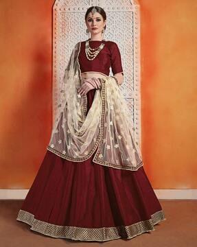 embroidered flared lehenga choli with dupatta