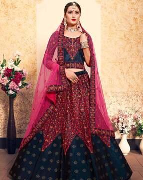 embroidered flared lehenga choli with dupatta