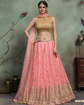 embroidered flared lehenga choli with dupatta