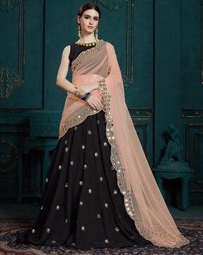 embroidered flared lehenga choli with dupatta