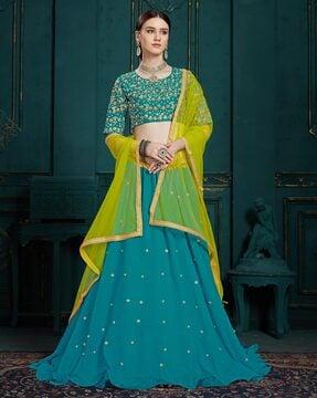 embroidered flared lehenga choli with dupatta