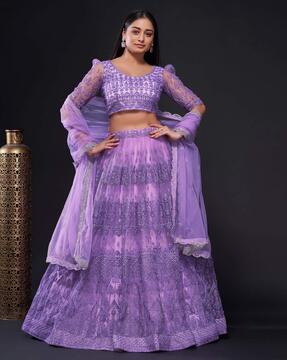 embroidered flared lehenga choli with dupatta