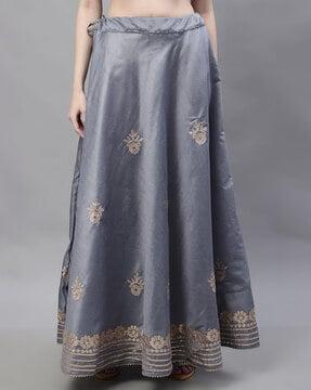 embroidered flared skirt with drawstrings