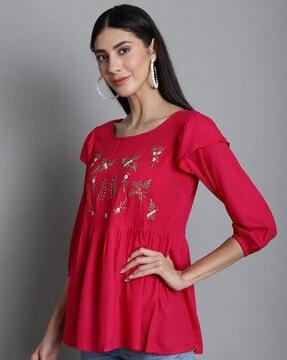 embroidered flared top