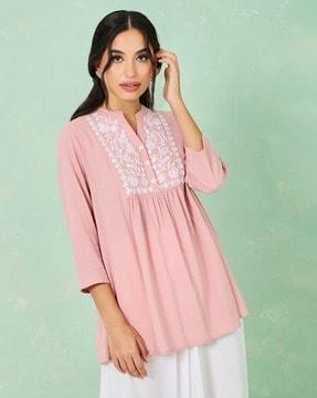 embroidered flared tunic