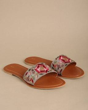 embroidered flat sandals