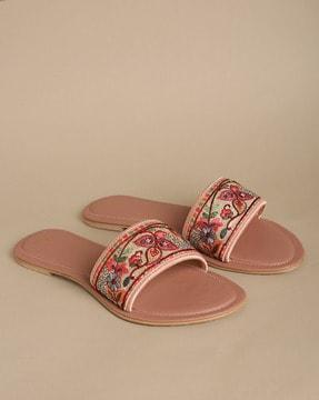 embroidered flat sandals