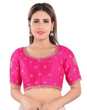 embroidered front open blouse