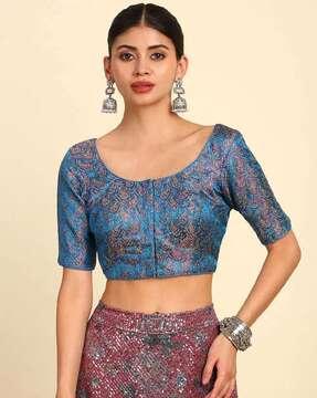 embroidered front open blouse