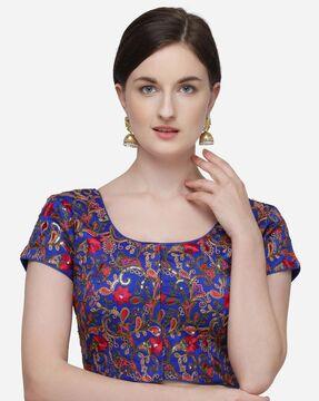 embroidered front-open padded blouse
