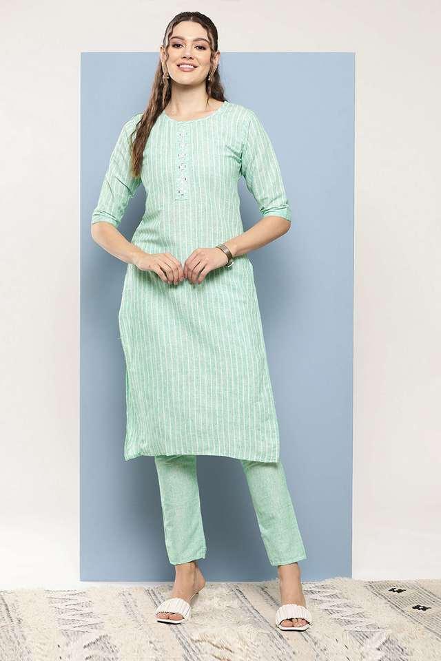 embroidered full length cotton knitted womens kurta set