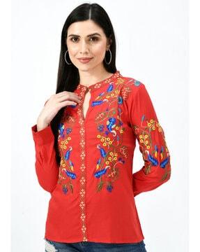 embroidered full-sleeve top