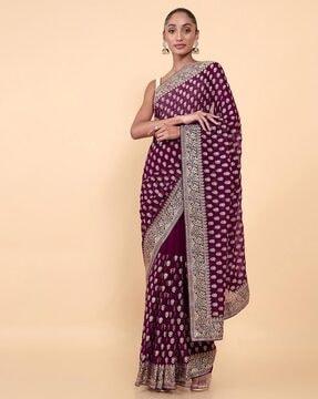 embroidered georgette  saree