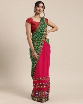 embroidered georgette half & half saree