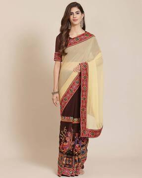 embroidered georgette saree