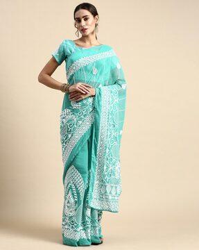 embroidered georgette saree