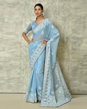 embroidered georgette saree