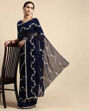 embroidered georgette traditional saree