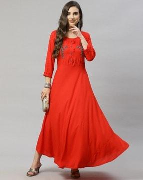 embroidered gown dress