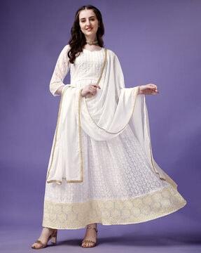 embroidered gown with dupatta