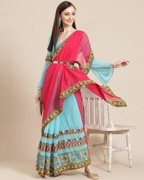 embroidered half &  half saree