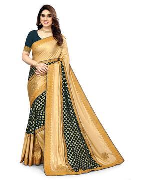 embroidered half & half saree with contrast border