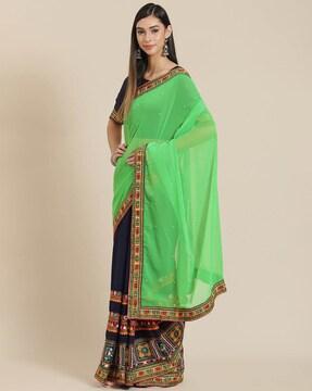 embroidered half & half saree