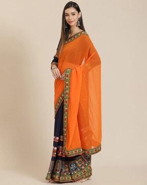 embroidered half & half saree