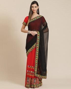 embroidered half & half saree