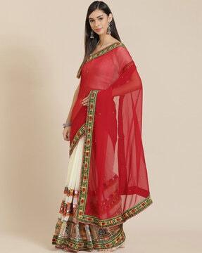 embroidered half & half saree