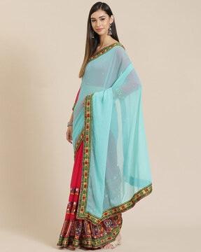 embroidered half & half saree