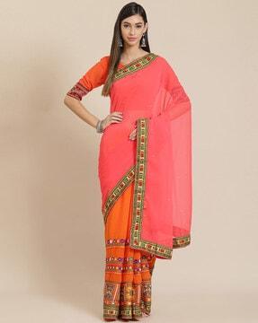 embroidered half & half saree