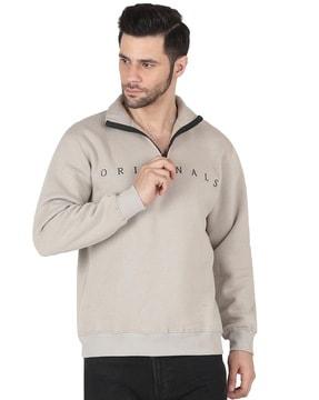 embroidered half-zip closure sweatshirt