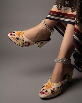 embroidered heeled mules