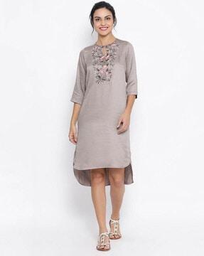 embroidered high-low tunic