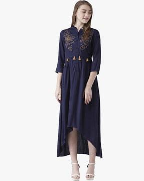 embroidered high-neck dress