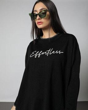 embroidered high-neck knitted pullover