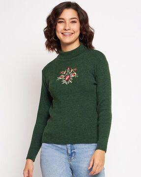 embroidered high-neck pullover