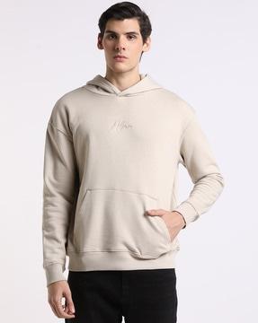 embroidered hoodie with kangaroo pocket