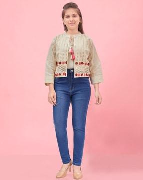 embroidered jacket with tassels