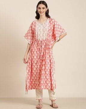 embroidered kaftan kurta & pants set