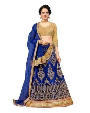 embroidered kalidar lehenga choli set with dupatta