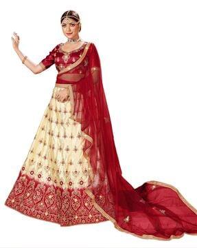 embroidered kalidar lehenga choli set with dupatta