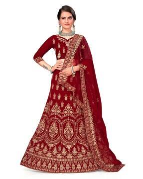 embroidered kalidar lehenga choli set with dupatta