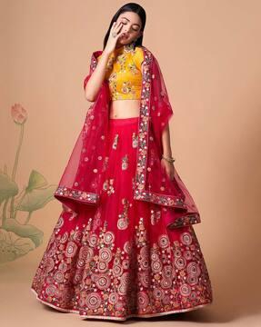 embroidered kalidar lehenga choli set