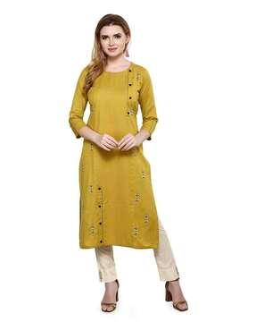 embroidered knee-length  kurta set