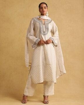 embroidered kurta suit set