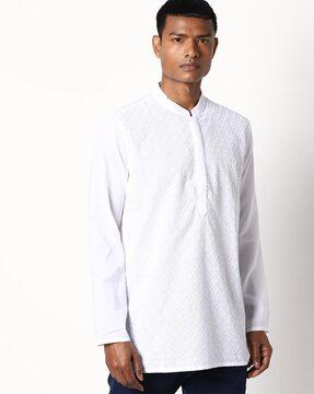 embroidered kurta with mandarin collar